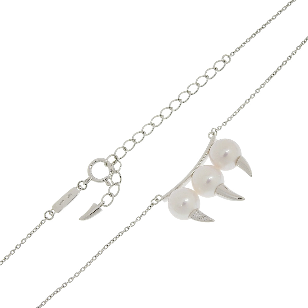 Danger Fang Necklace Diamond D0.01 White Gold K18WG 5.6g