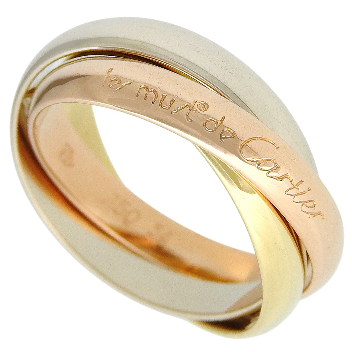 les must de Cartier 三色金戒指 K18YG PG WG 54号 7.7g