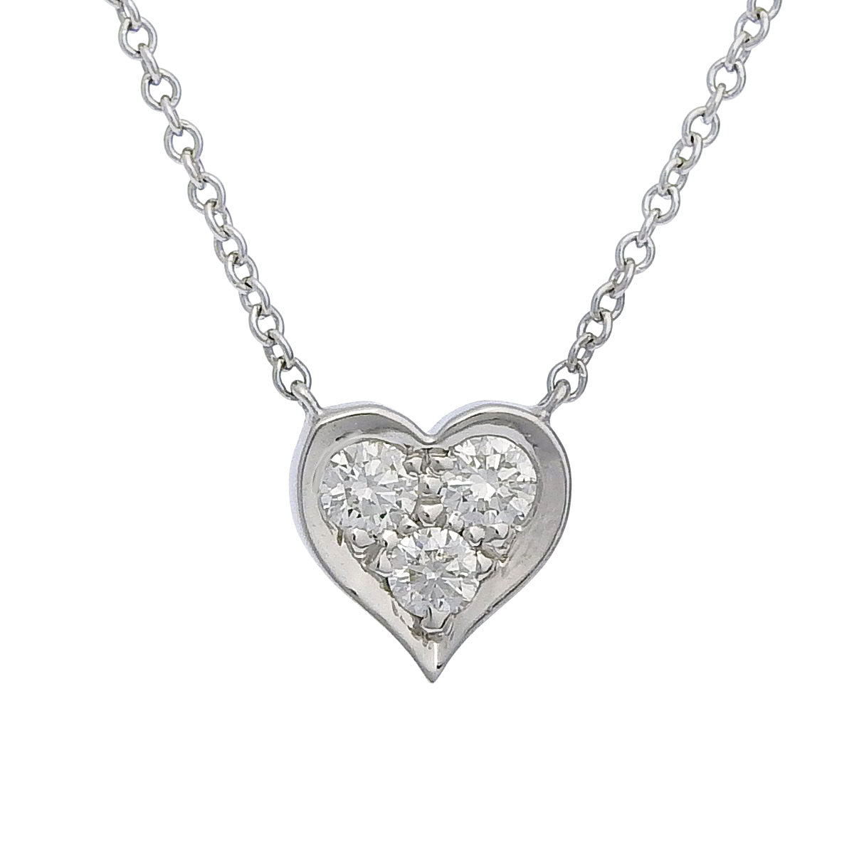 Sentimental Heart Necklace with Diamonds in Platinum Pt950, 3.1g