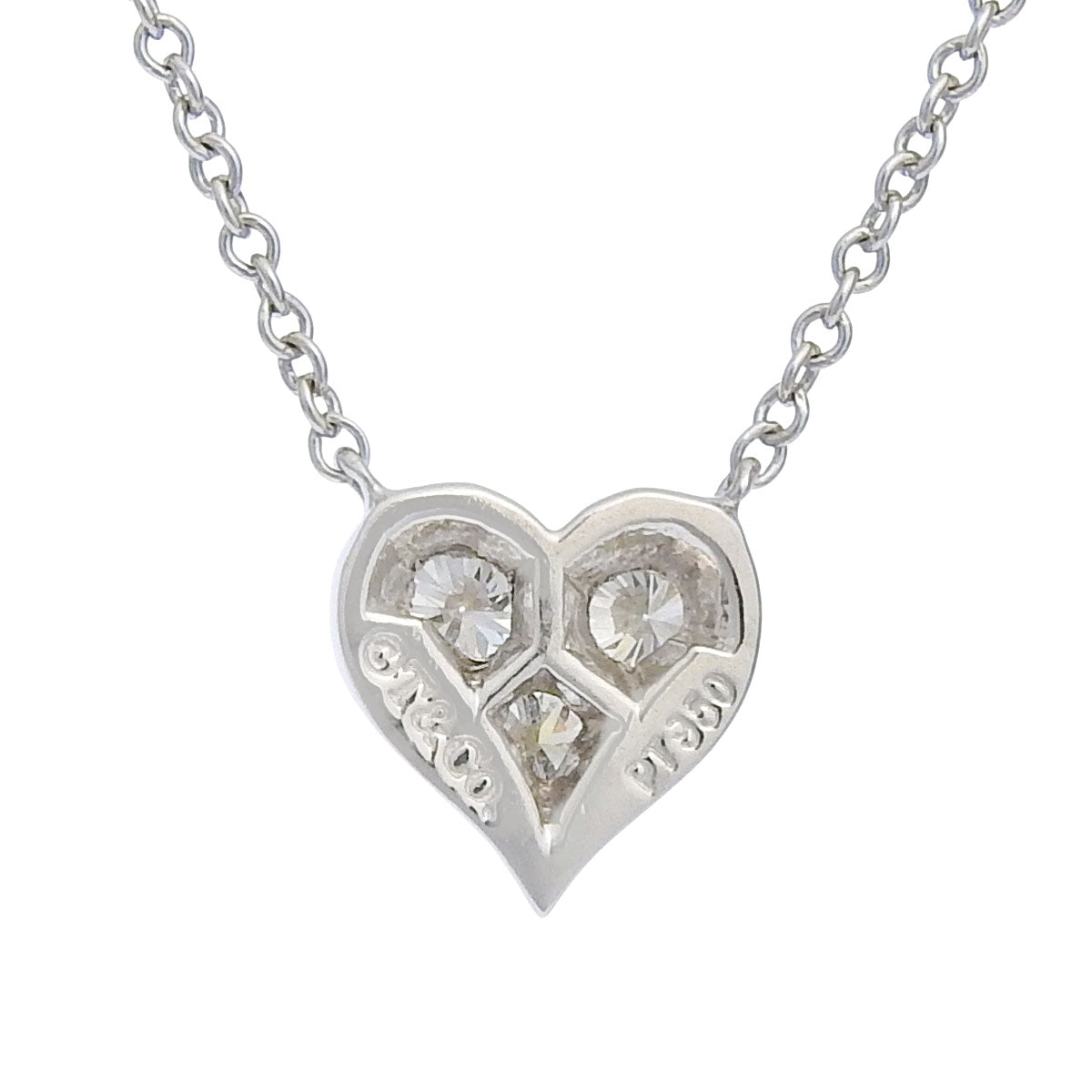 Sentimental Heart Necklace with Diamonds in Platinum Pt950, 3.1g