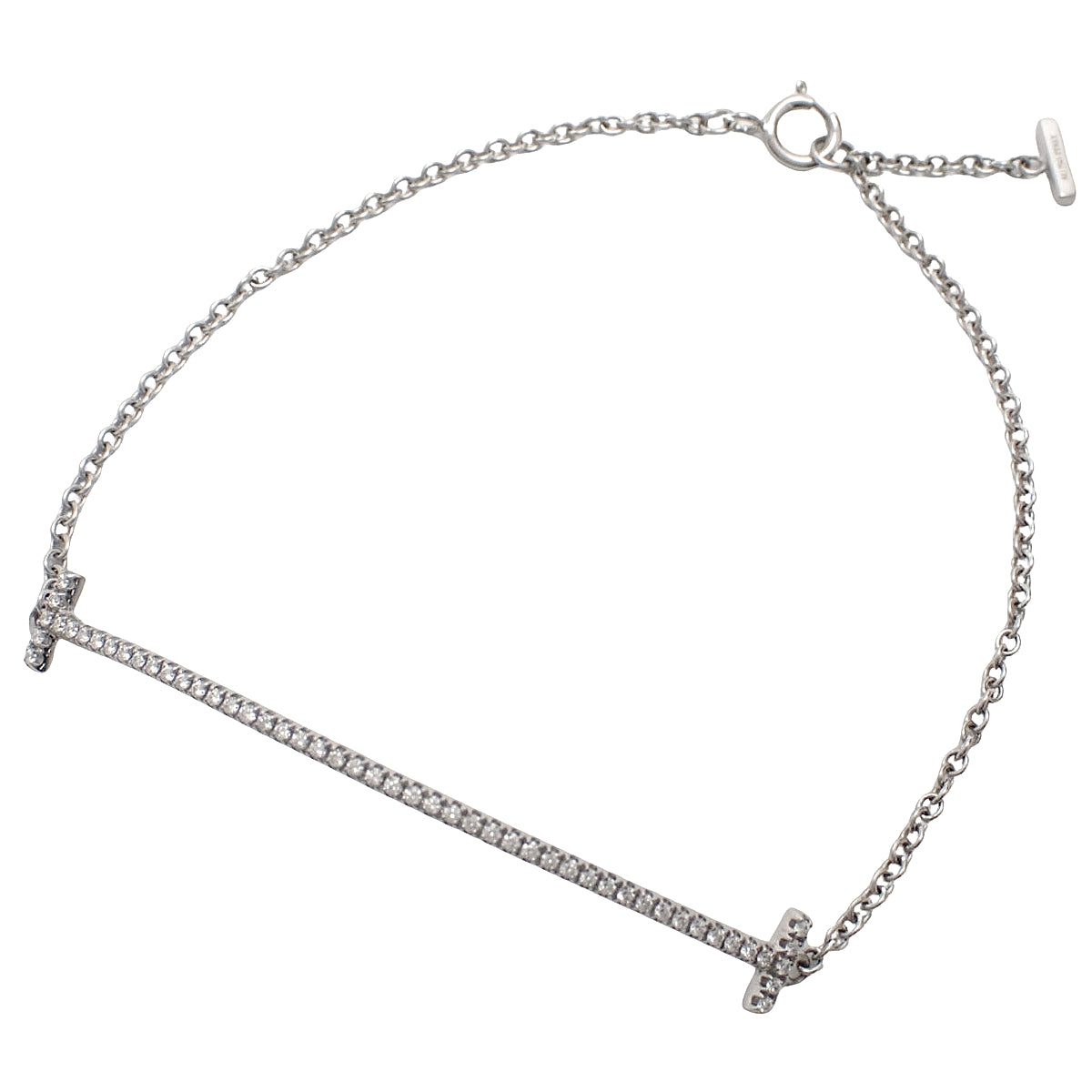 T Smile Bracelet with Diamonds and White Gold K18WG 2.4g