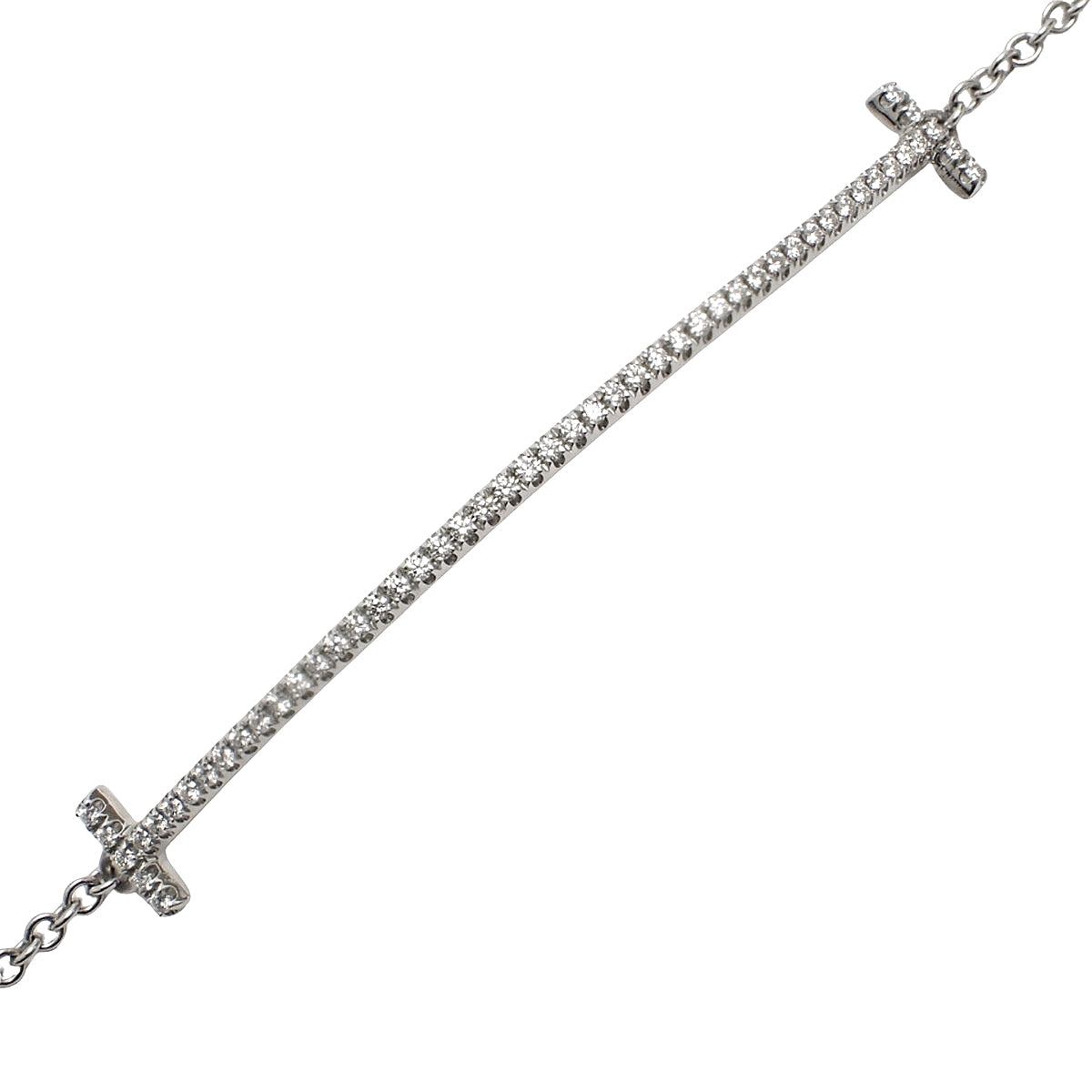 T スマイル ブレスレット ダイヤモンド ホワイトゴールド K18WG 2.4g