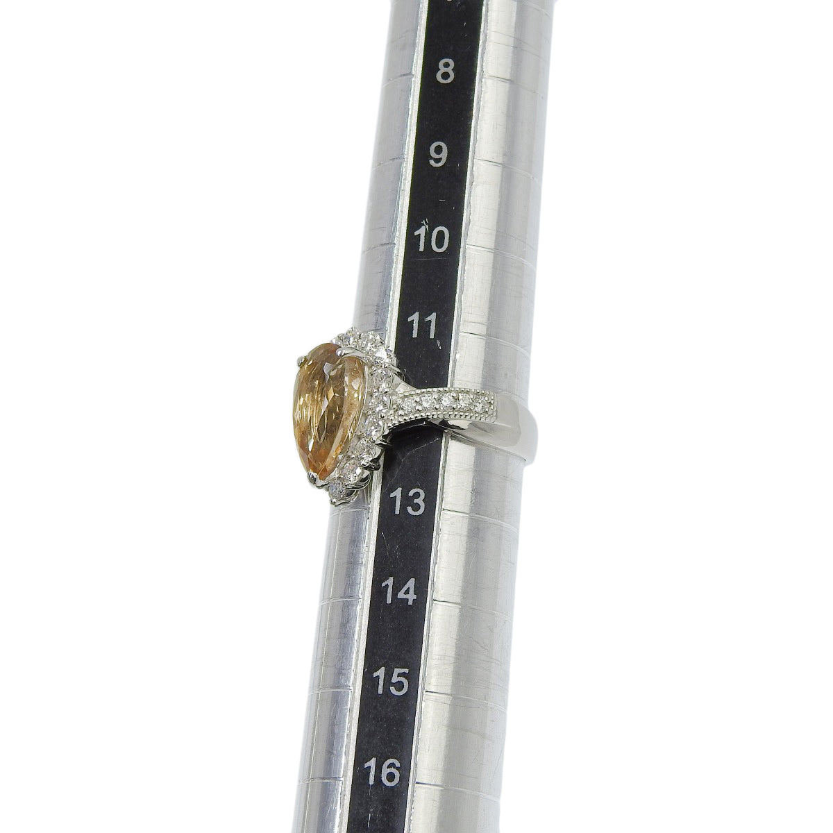 托帕石钻石水滴形戒指,T3.51/D0.77,铂金Pt950,7.4克