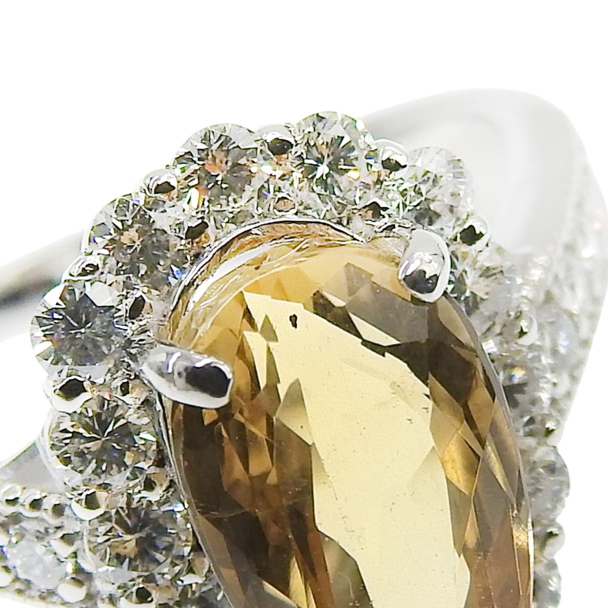 トパーズ ダイヤモンド ティアドロップ リング T3.51/D0.77 プラチナ Pt950 7.4g