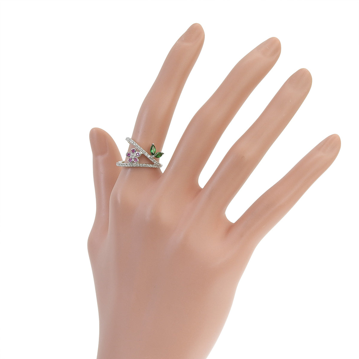 Flower Diamond Ring D0.35/GG0.28/PS0.12 White Gold K18WG 3.6g