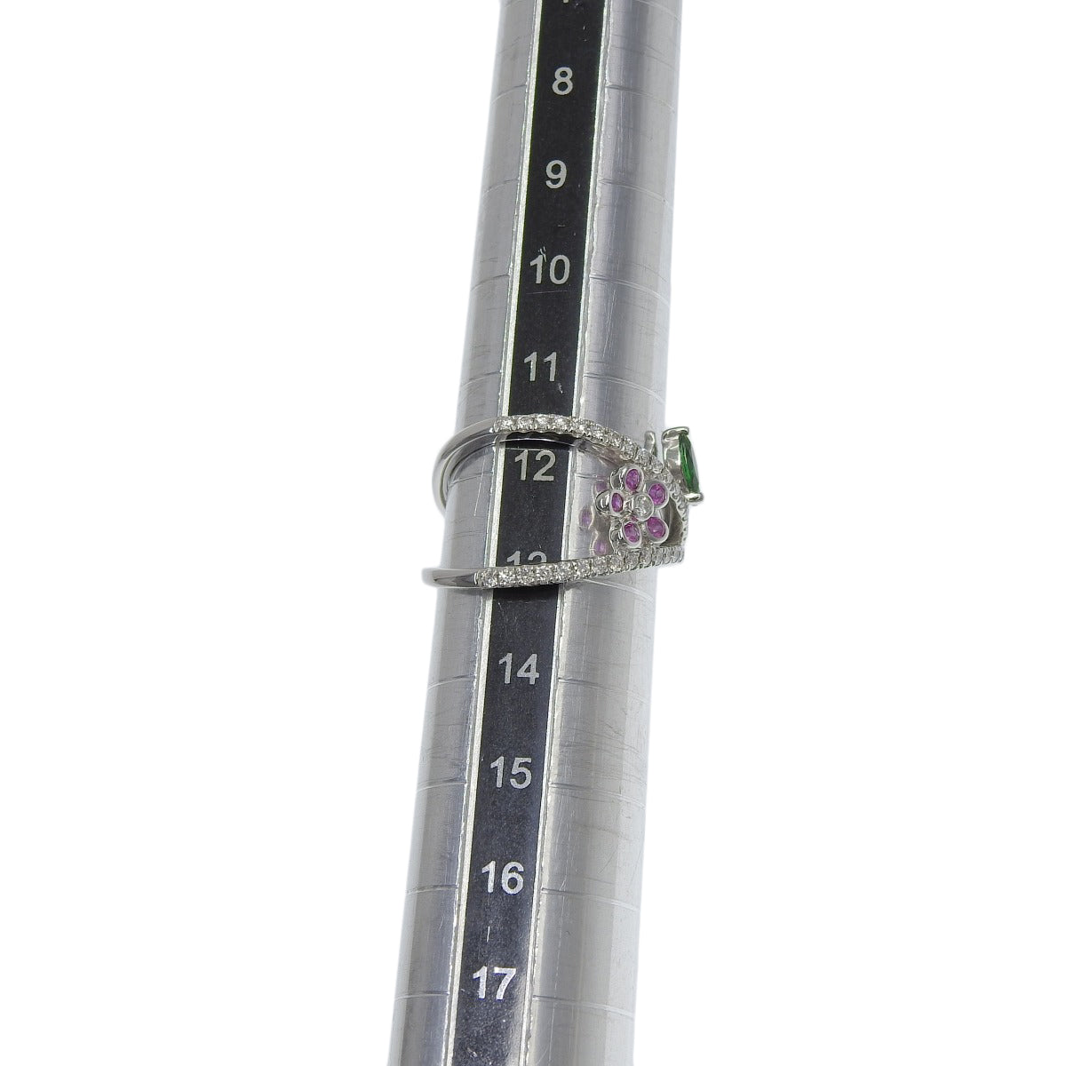 花朵钻石戒指 D0.35/GG0.28/PS0.12 白金 K18WG 3.6g