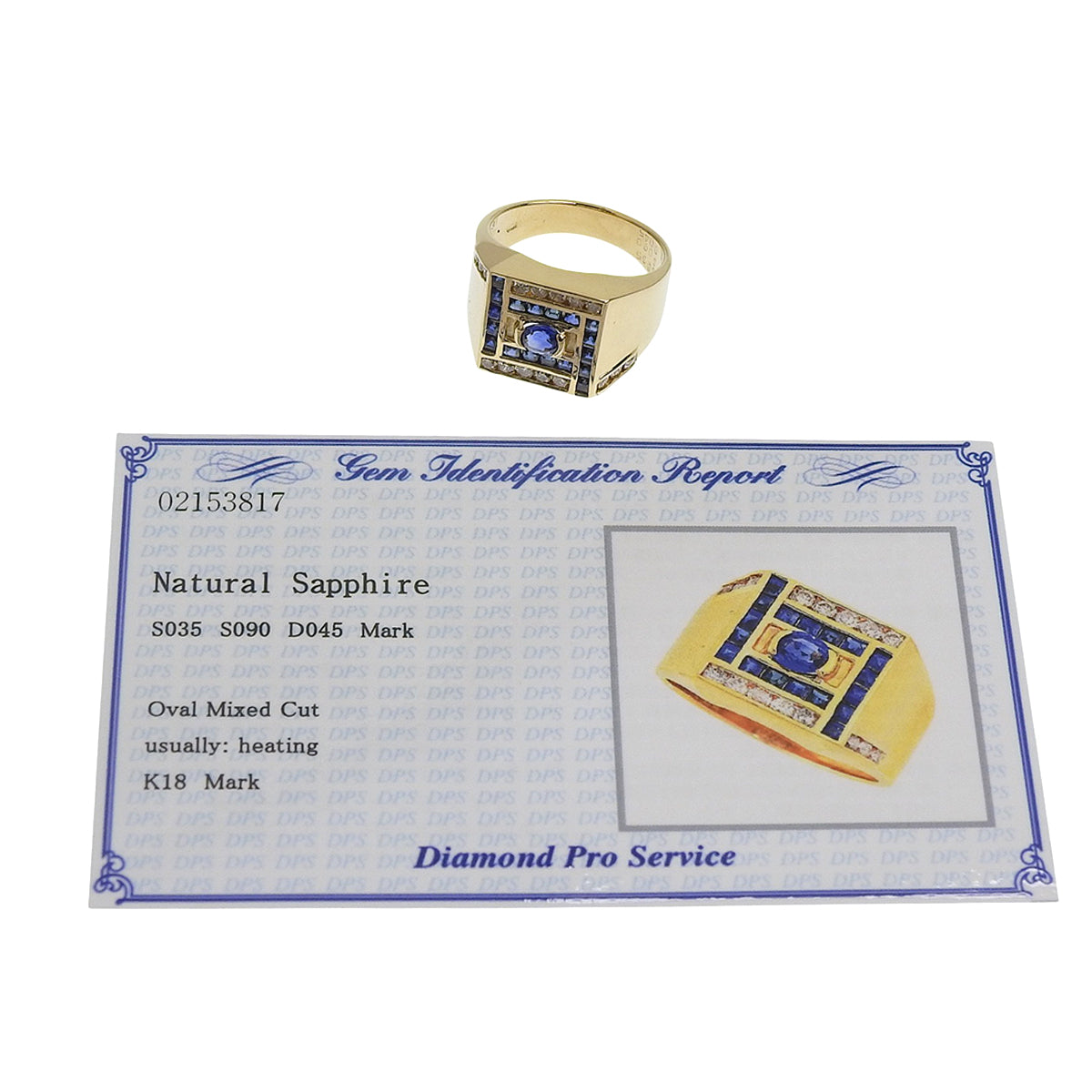 蓝宝石印章戒指,S0.90,0.35/D0.45,18K黄金,8.3克