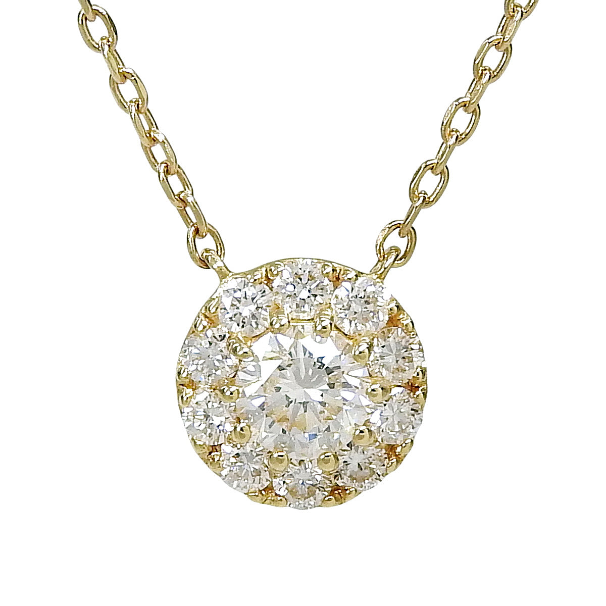 Diamond Necklace D0.153,0.14 Yellow Gold K18YG 1.8g