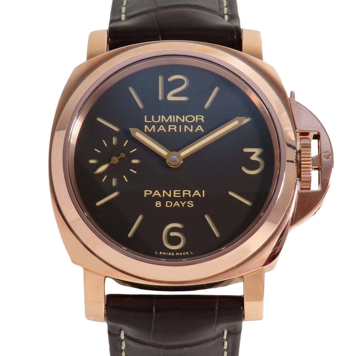 Luminor Marina 8 Days Oro Rosso PAM00511 Pink Gold/Leather Brown Manual Winding Men's