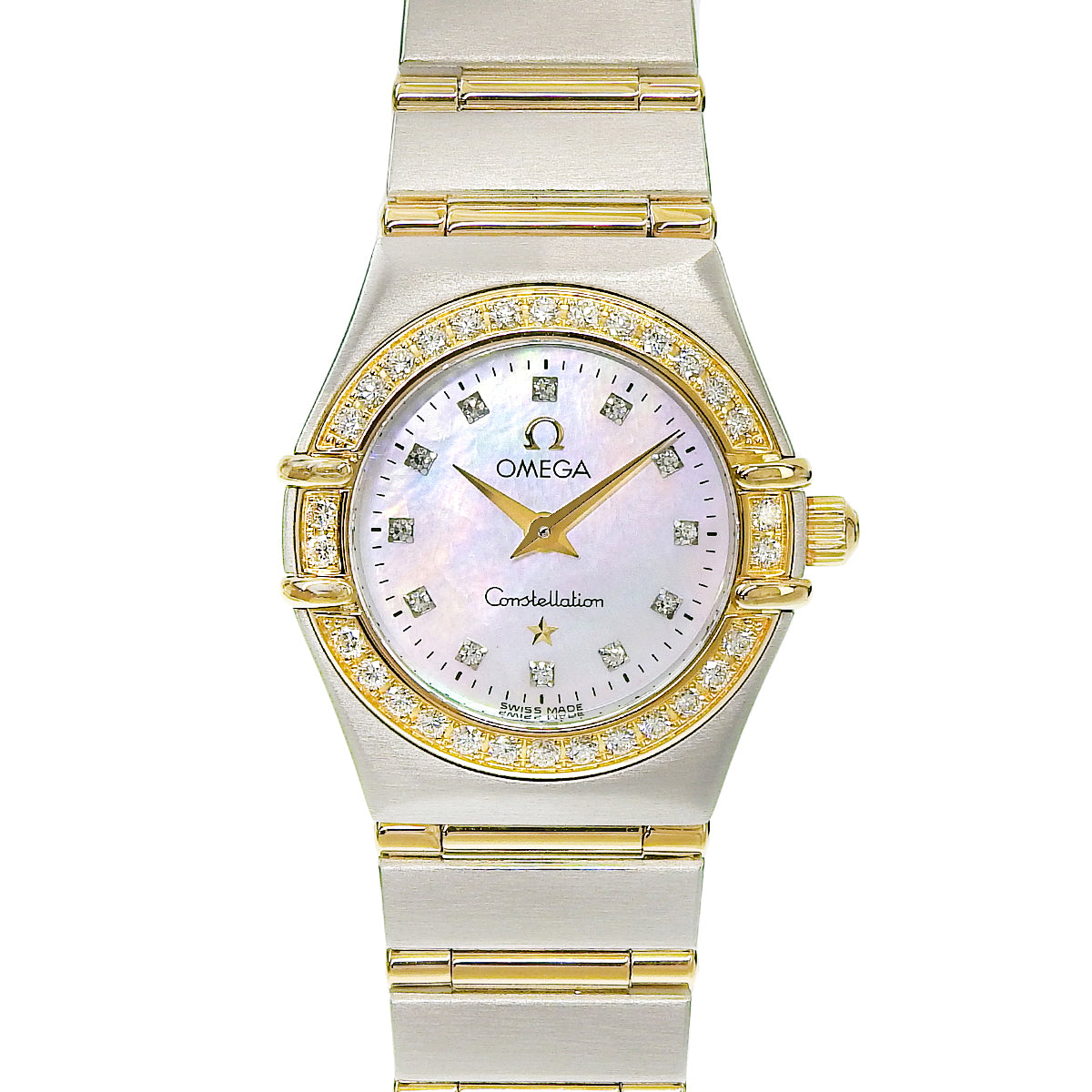 星座系列 迷你型 1267.75 18K黄金/精钢 白色贝母表盘 钻石表圈/时标 石英 女士腕表