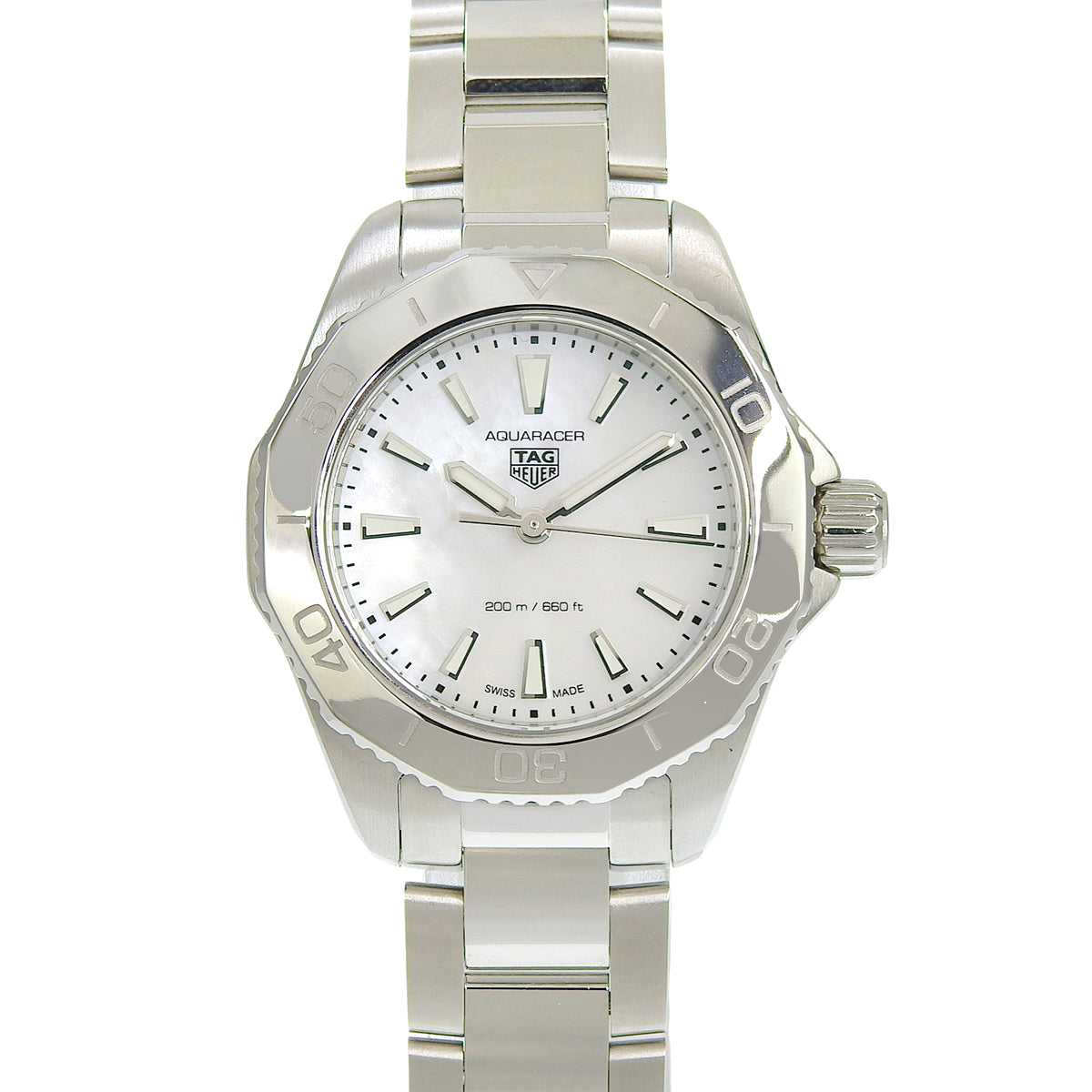 Aquaracer Professional 200 WBP1418.BA0622 SS Shell Dial White Quartz Ladies