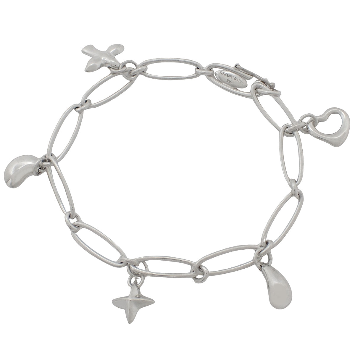 Oval Link 5 Charm Bracelet in Silver SV925