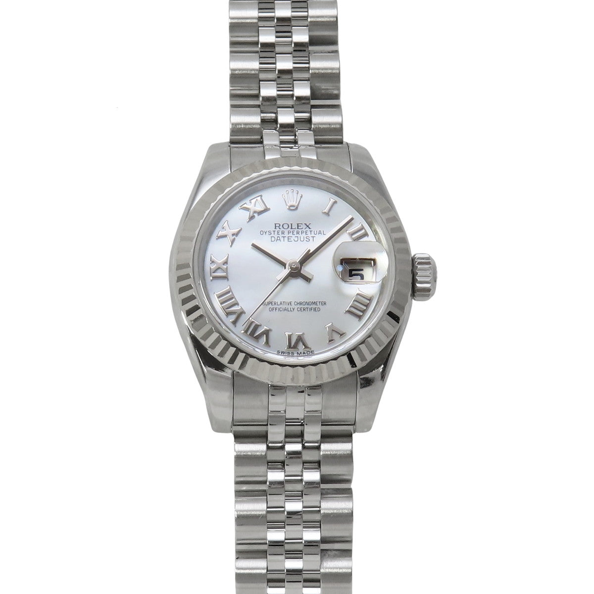 Datejust 179174NR 白金/精钢 G 字头,珍珠母贝表盘,白色,自动机械,女士腕表