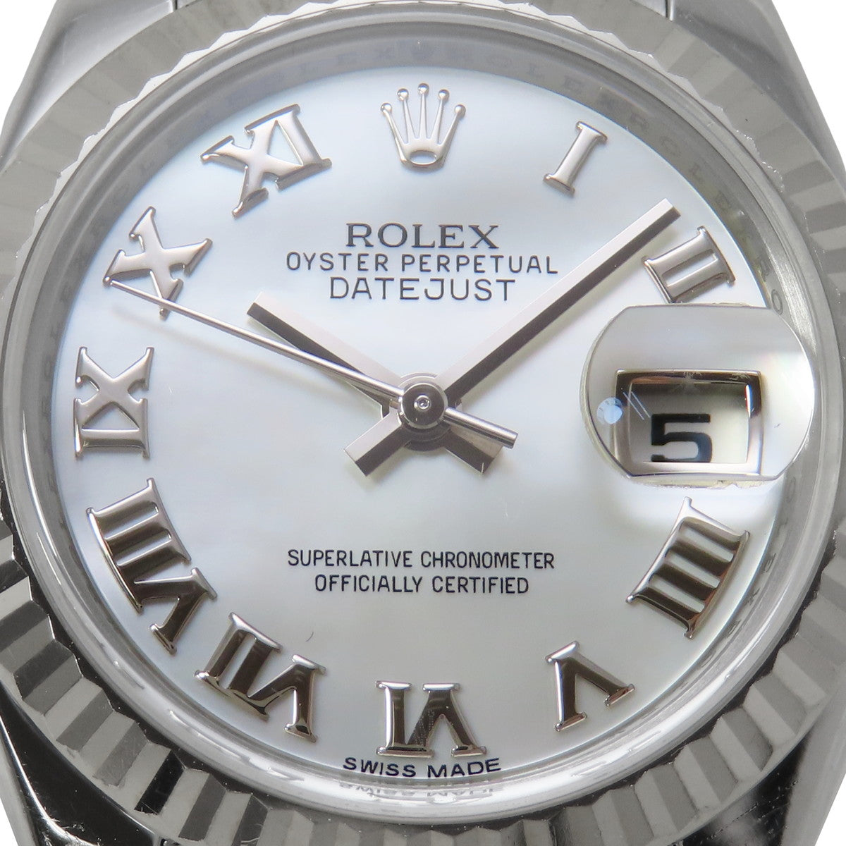 デイトジャスト 179174NR WG/SS G番 シェル文字盤 ホワイト 自動巻き レディース