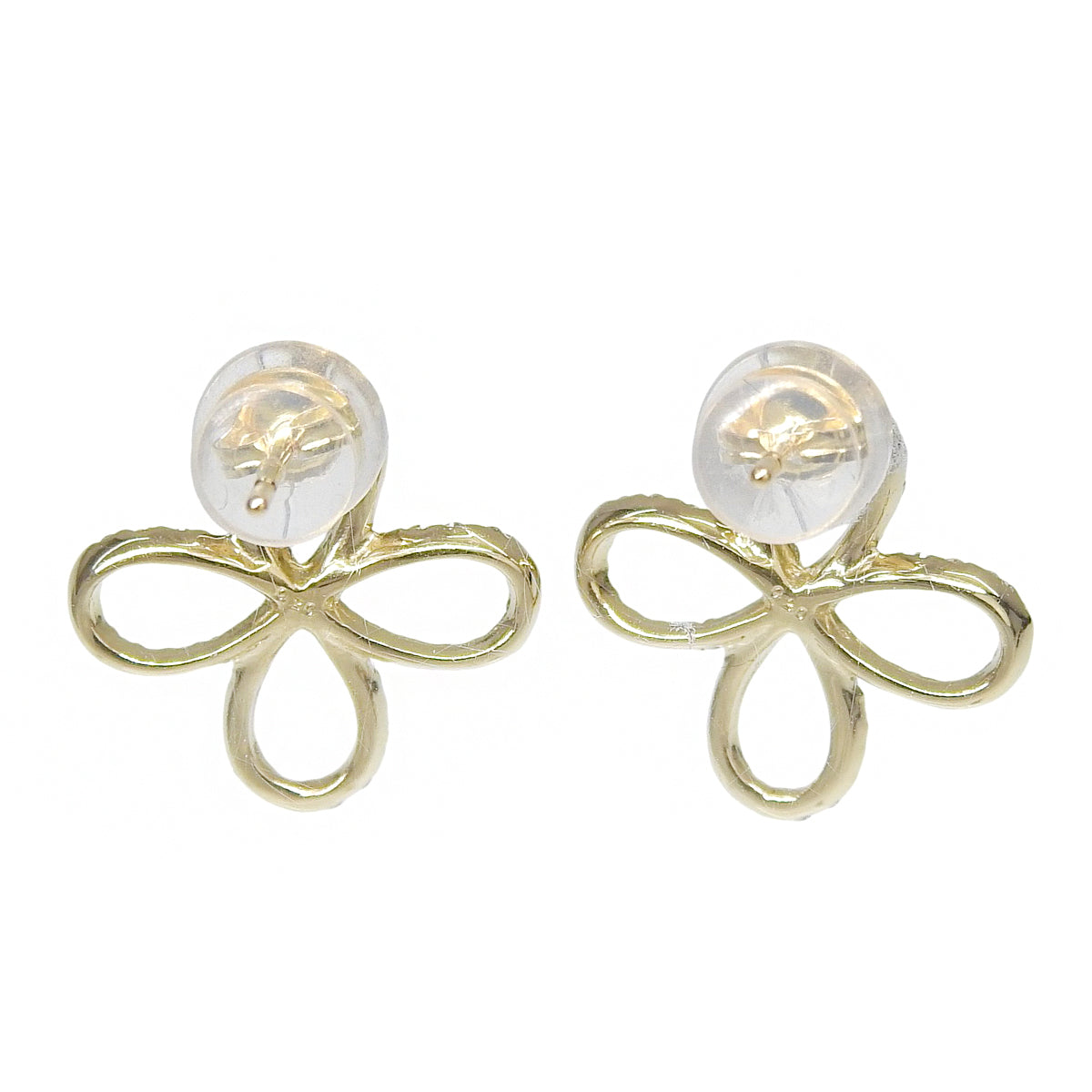 Flower Diamond Earrings D0.20,0.20 Yellow Gold K18YG 1.8g