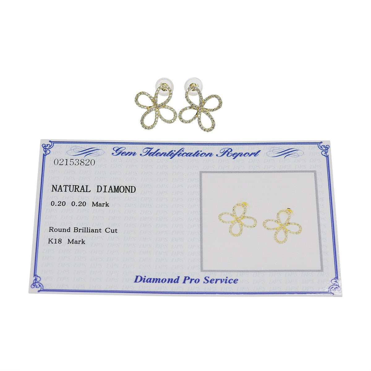 Flower Diamond Earrings D0.20,0.20 Yellow Gold K18YG 1.8g