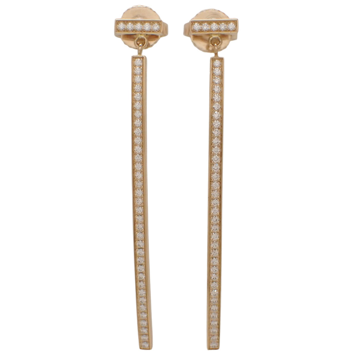 Tiffany T-Bar Diamond Earrings Pink Gold K18PG 3.9g
