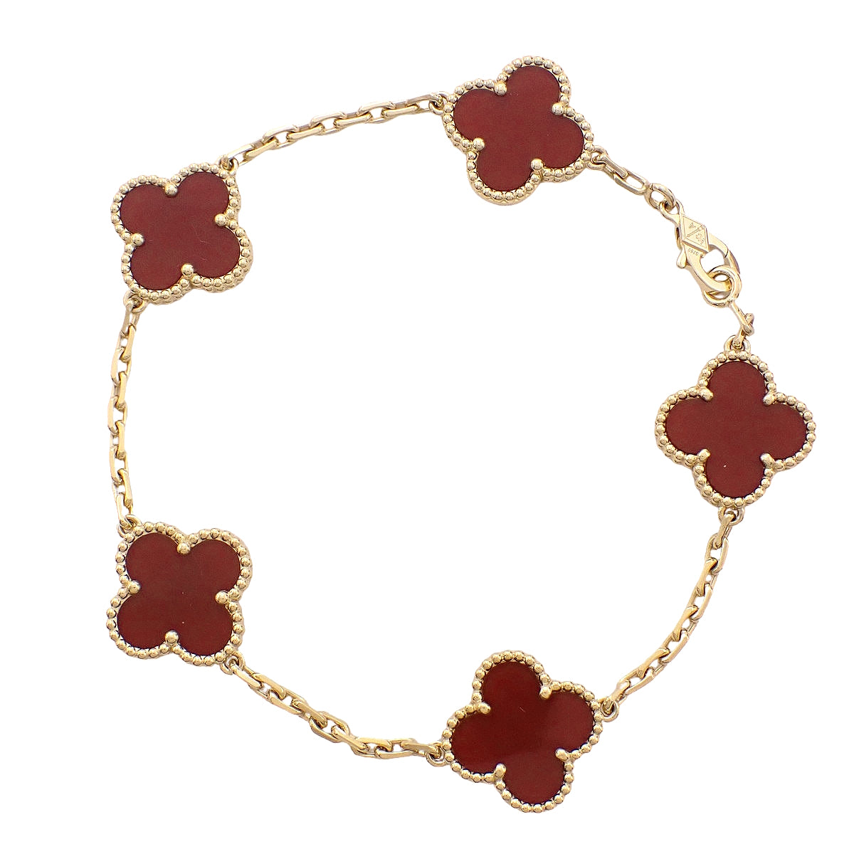 ヴィンテージ アルハンブラ ブレスレット 5モチーフ カーネリアン K18YG 12.1g