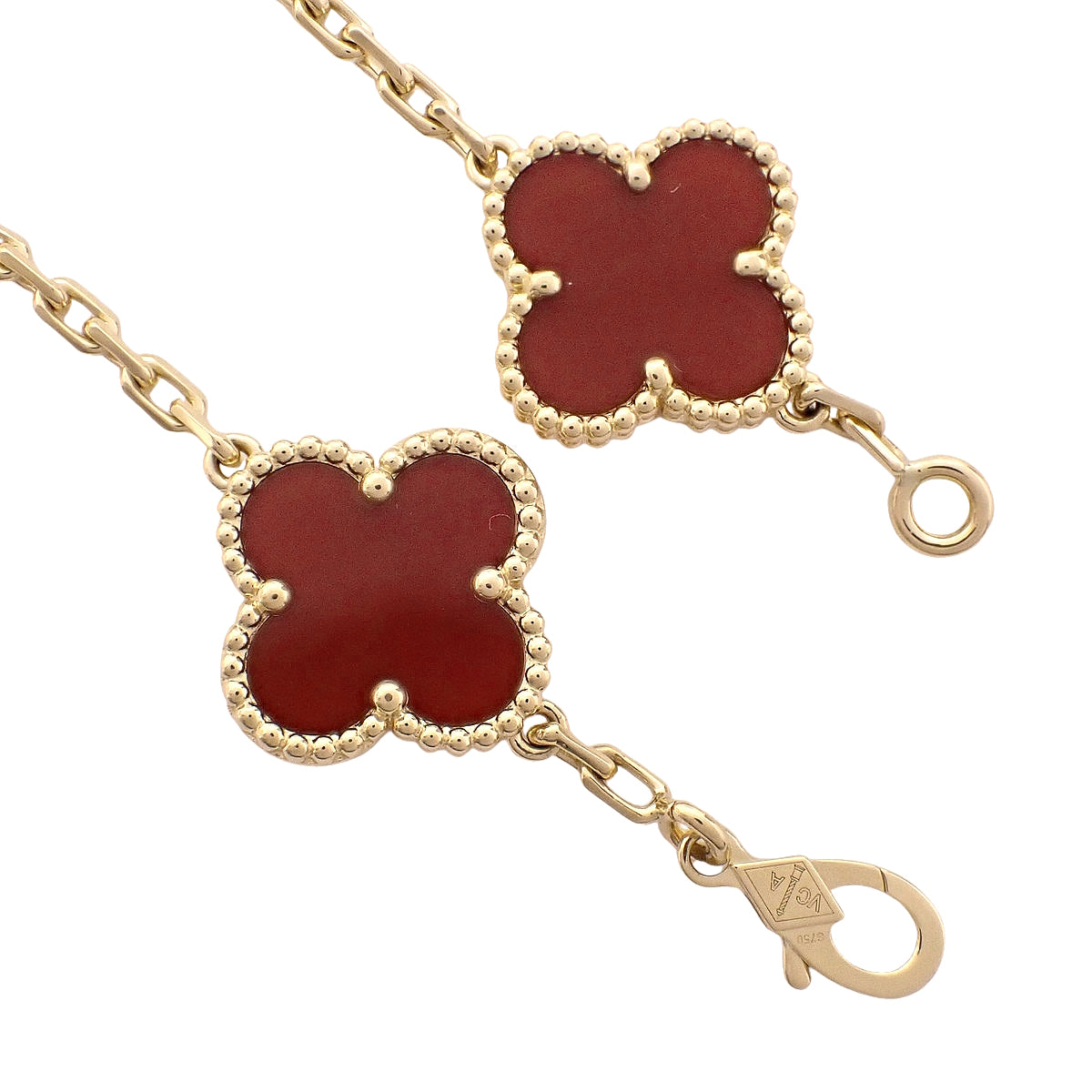 ヴィンテージ アルハンブラ ブレスレット 5モチーフ カーネリアン K18YG 12.1g
