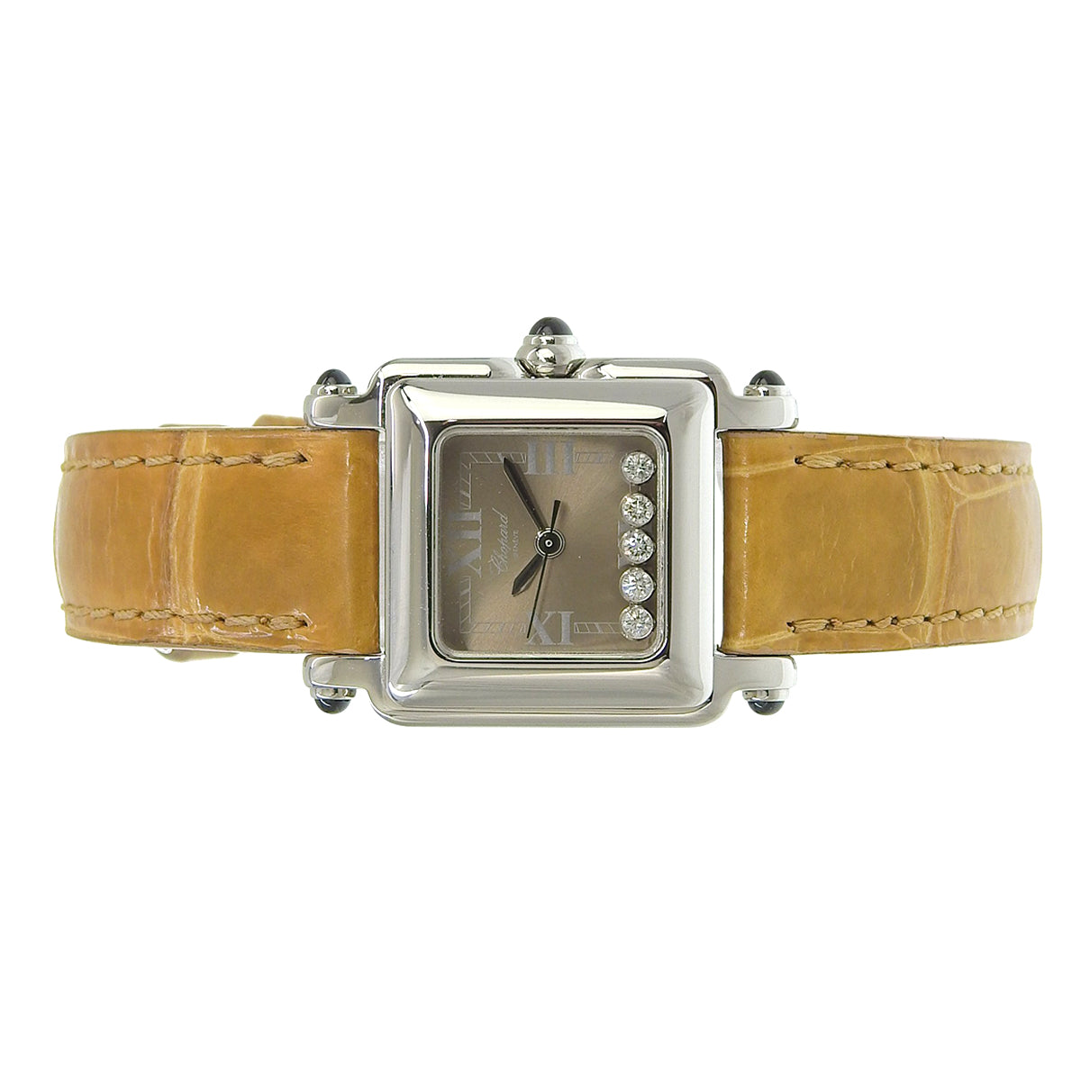 快乐钻石系列方形腕表 5PD 27/8892-23 精钢/皮带 镀金 石英 女士