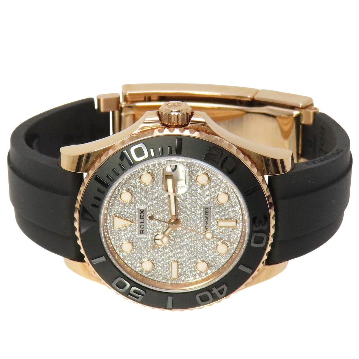 ヨットマスター37 268655 PG/CE/ラバー ランダム番 ダイヤモンド文字盤 シルバー 自動巻き ボーイズ