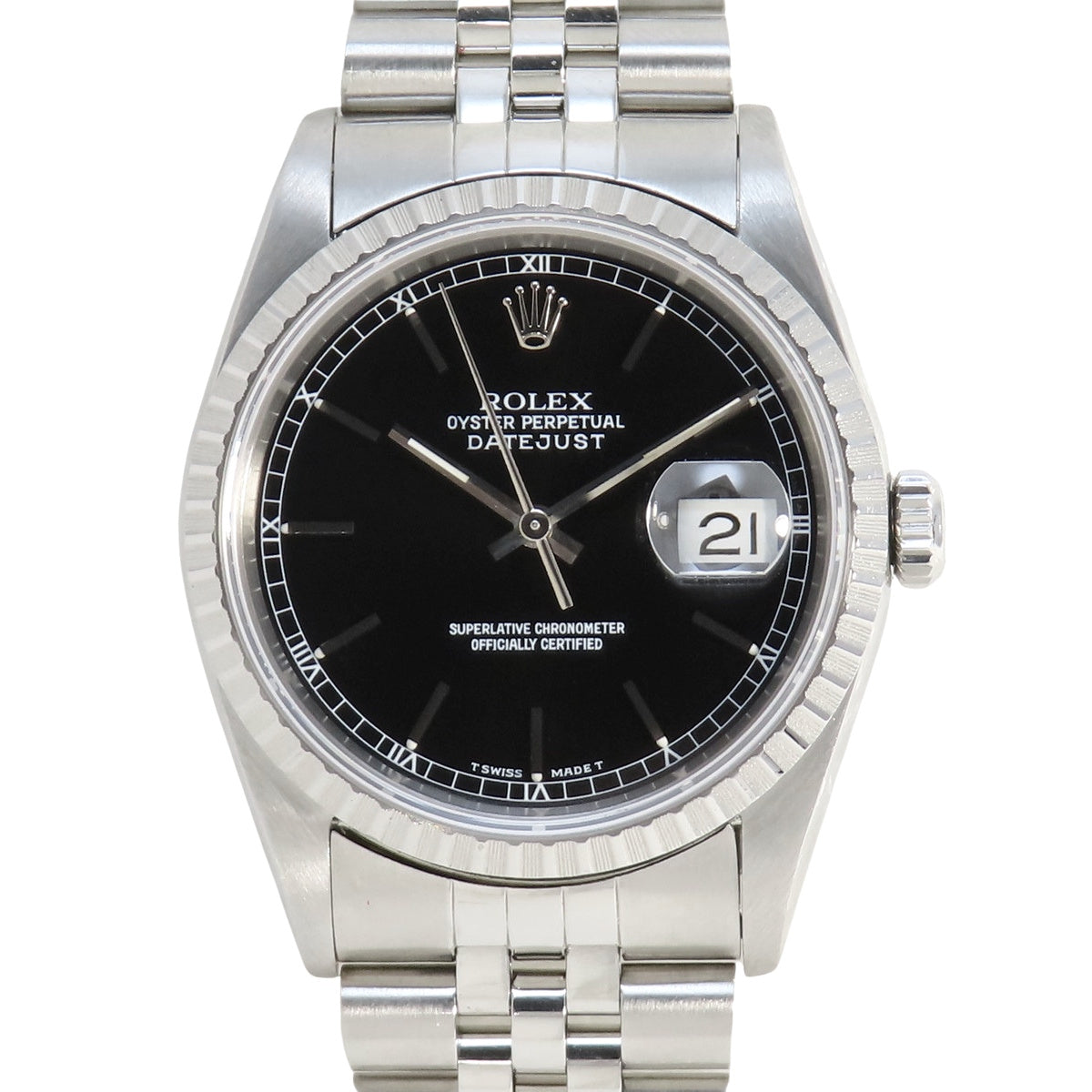 Datejust 16220 SS S-serial Black Automatic Men's Watch