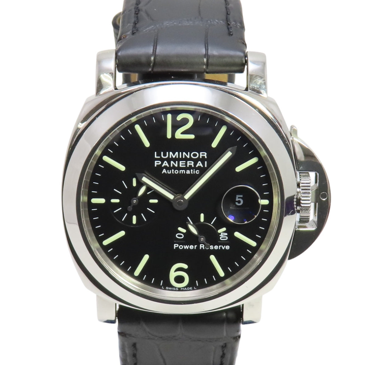 ルミノール パワーリザーブ PAM00090 SS/レザー ブラック 自動巻き メンズ