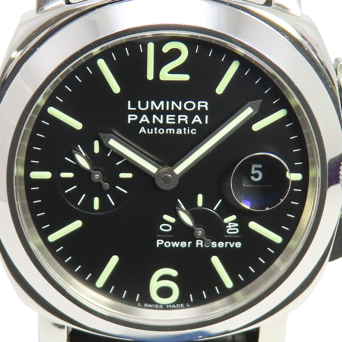 ルミノール パワーリザーブ PAM00090 SS/レザー ブラック 自動巻き メンズ
