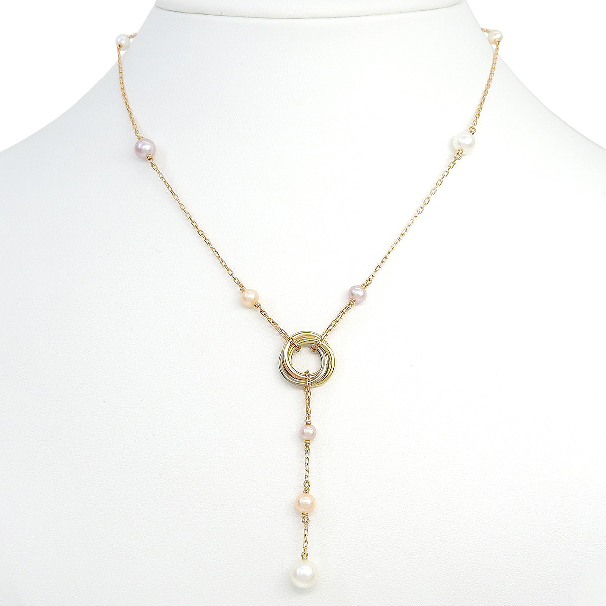 トリニティ サークルドロップ ネックレス パール K18PG YG WG 6.0g