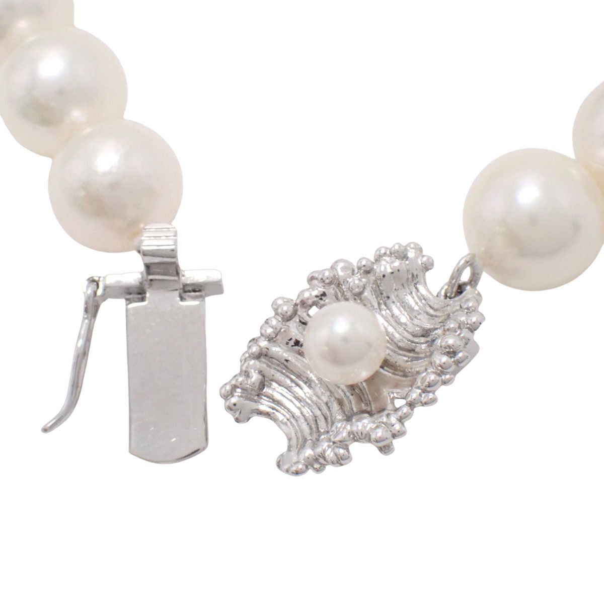 Akoya pearl necklace, silver, 41.7g