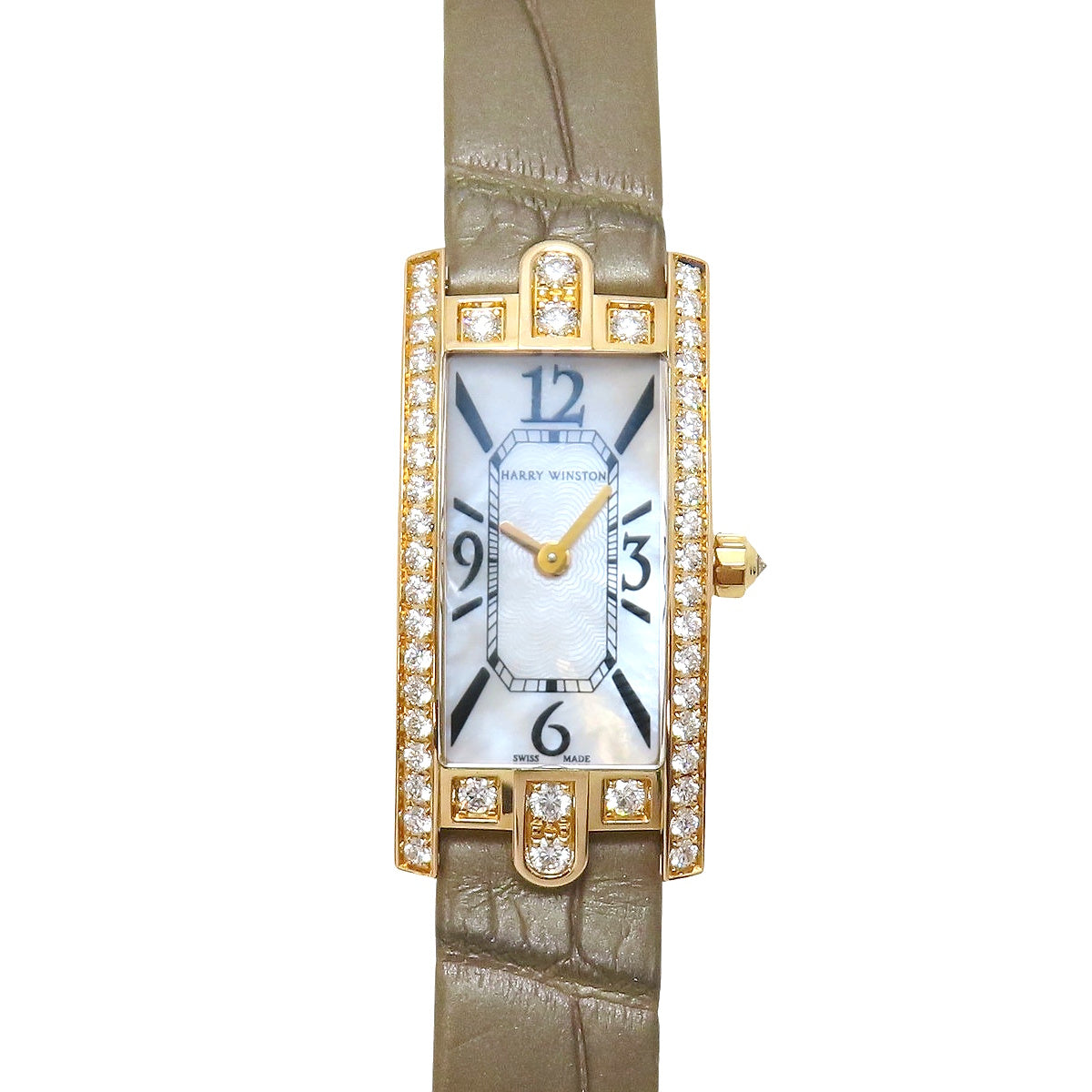 アヴェニュー C ミニ ダイヤベゼル AVCQHM16RR017 PG/革 シェル文字盤 ホワイト クオーツ レディース