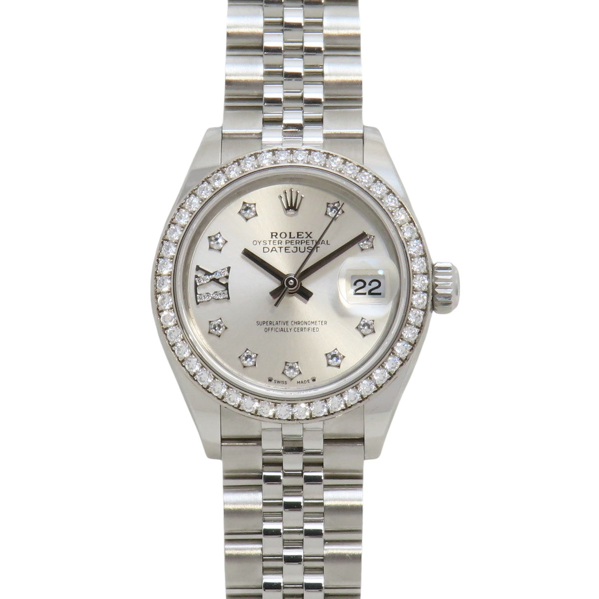 Datejust 28 表圈镶钻 279384RBR 白金/不锈钢 随机编号 银星镶钻/IX 钻 自动上链女士腕表