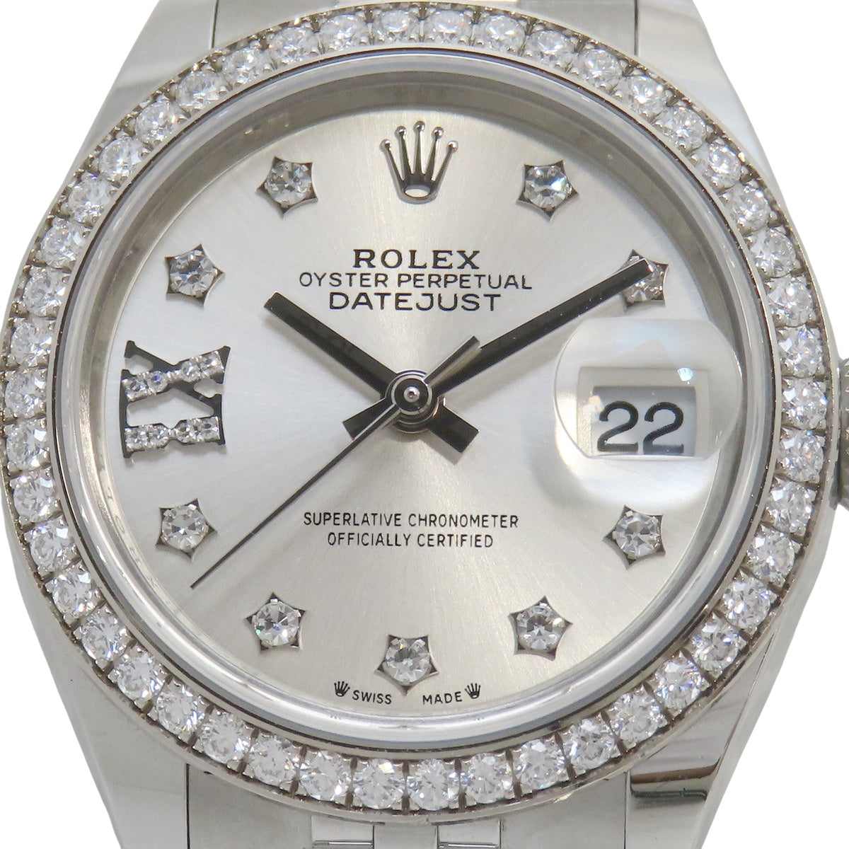 Datejust 28 Bezel Diamond 279384RBR White Gold/Stainless Steel Random Number Silver Star Diamond/IX Diamond Automatic Women's Watch