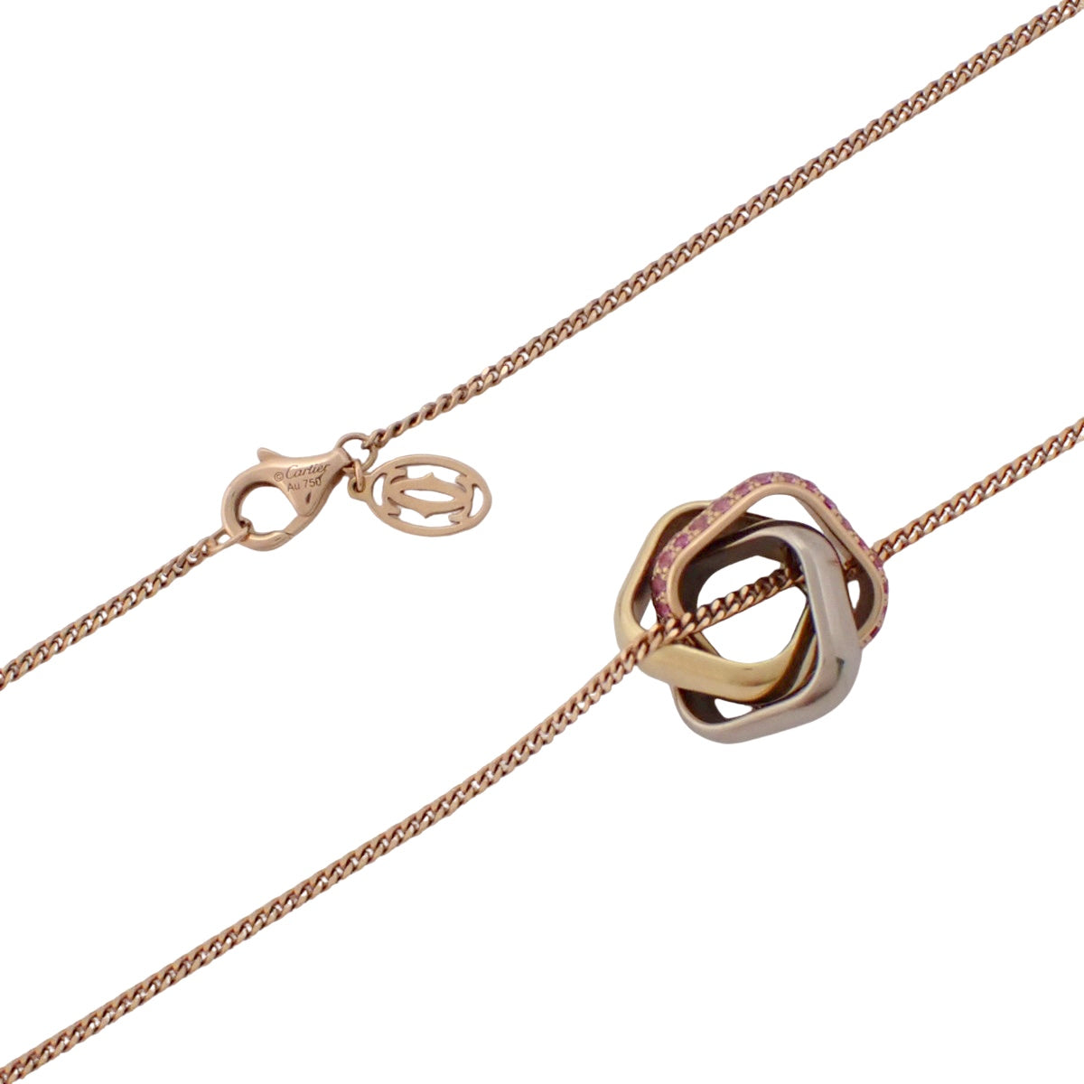 Trinity Cushion Necklace Pink Sapphire Yellow Gold K18YG Pink Gold K18PG White Gold K18WG 10g