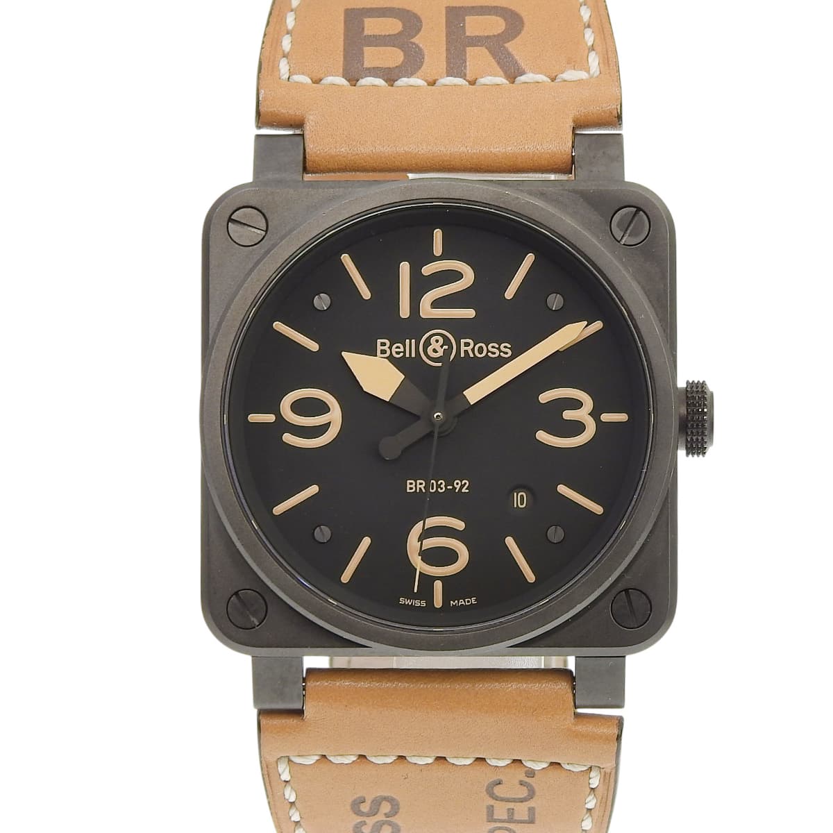 ゴールデンヘリテージ BR03-92 SS/革 ブラック 自動巻き メンズ