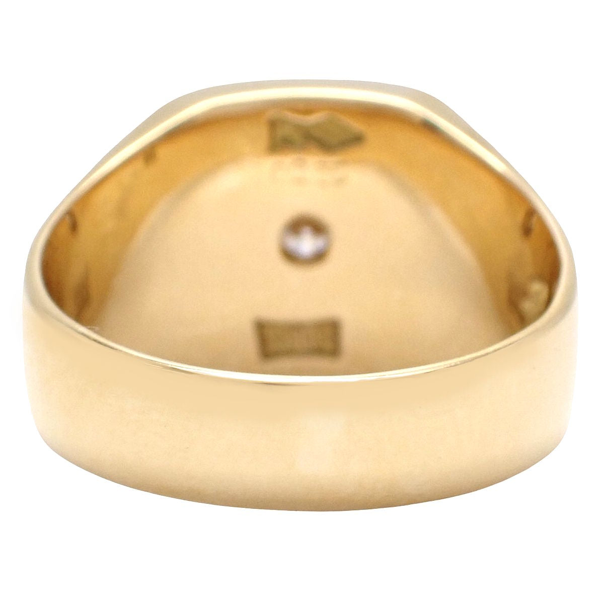 ダイヤモンド 印台リング D0.225 イエローゴールド K18YG 14.9g