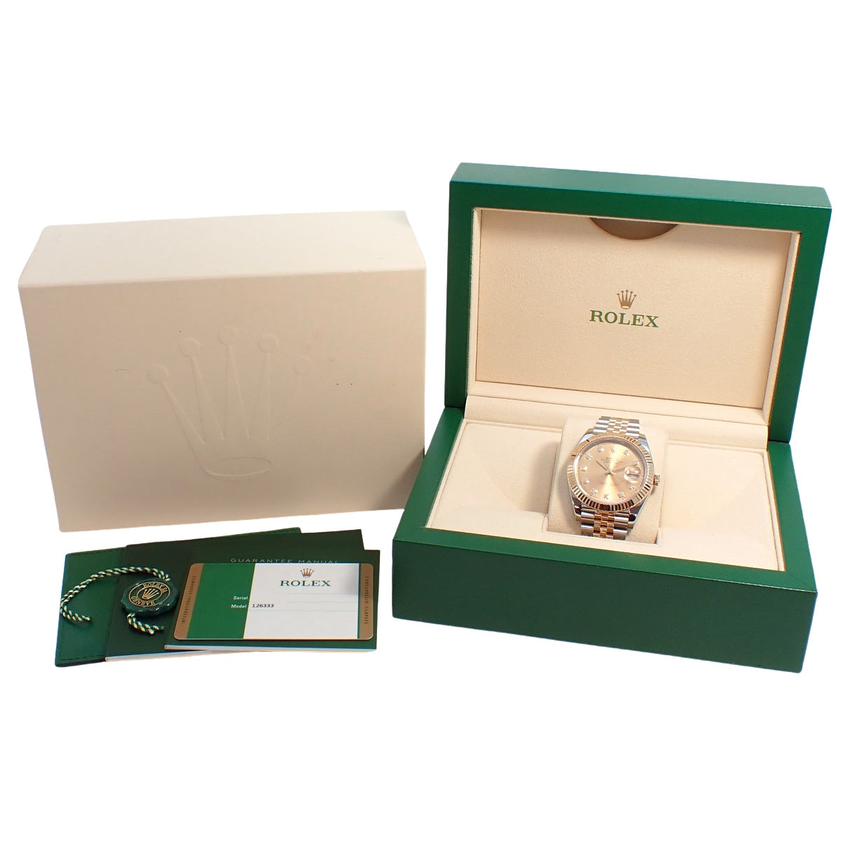 Datejust 41 126333G YG/SS Random Serial 10-Point Diamond Index Automatic Men's