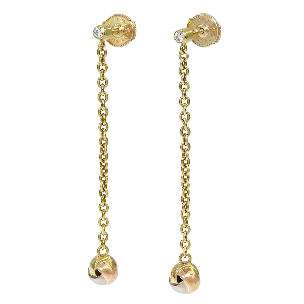 Baby Trinity Pierced Earrings Diamond K18YG PG WG 4.4g