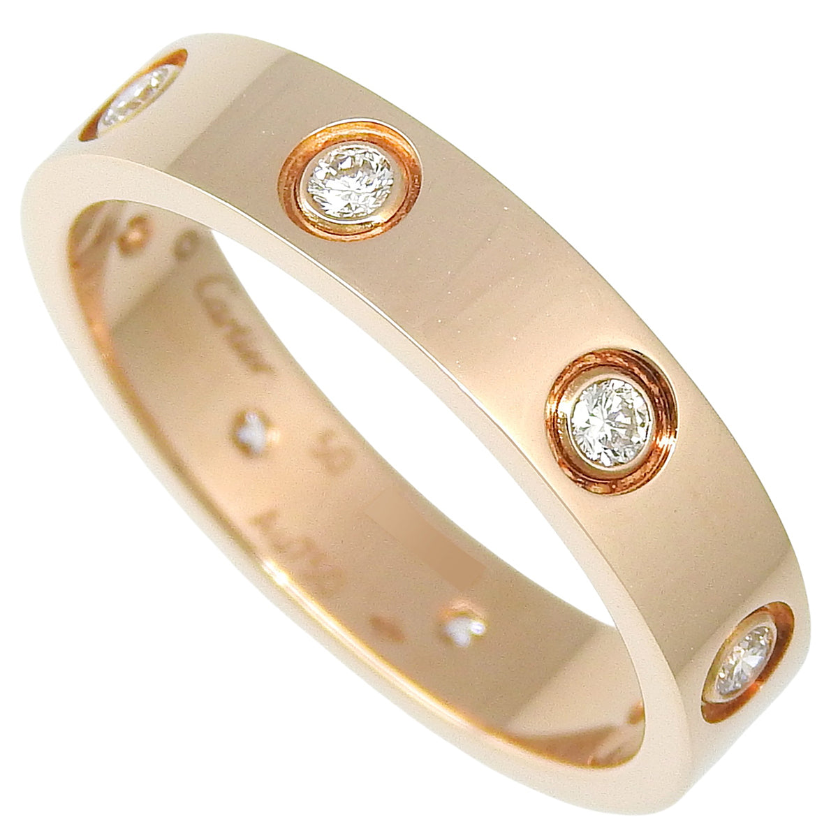 LOVE ring, small model, diamonds, pink gold, 18K, size 50, 4.1g