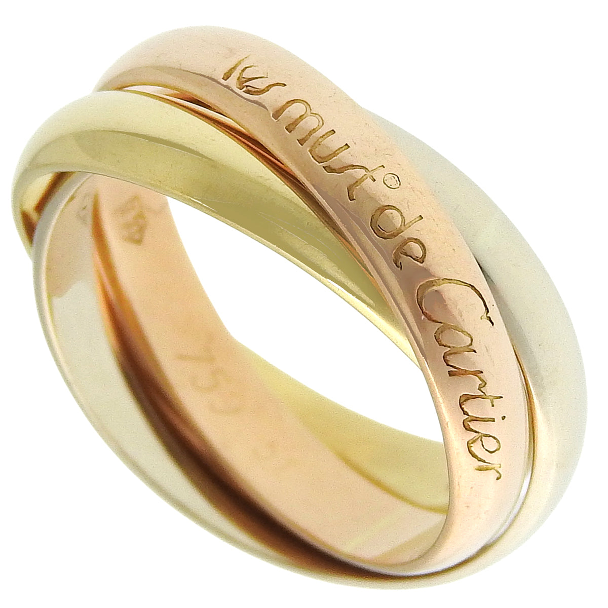 les must de Cartier Trinity 戒指 K18YG PG WG 51 6.4g