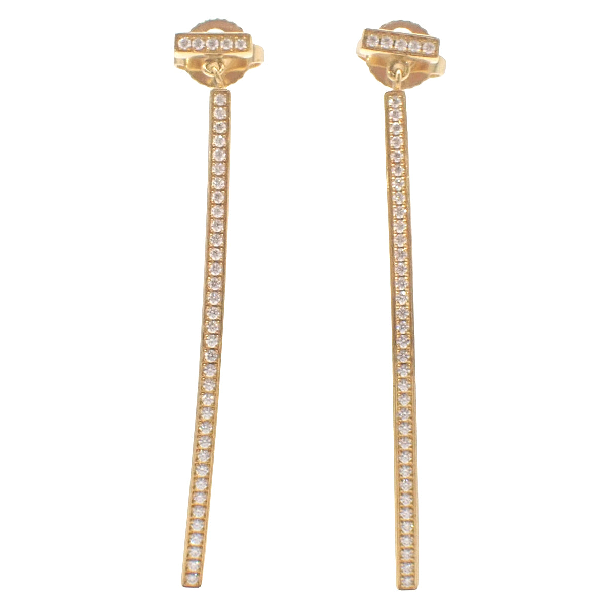 蒂芙尼 (Tiffany) 18K黄金镶钻T字形耳环,4.0克