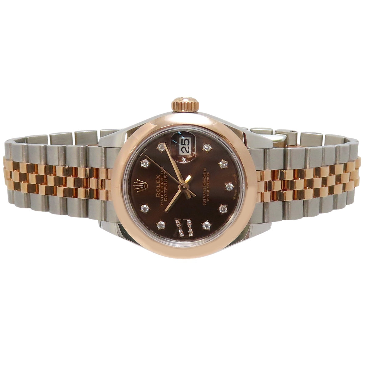 デイトジャスト 28 279161G PG/SS ランダム番 チョコレート/ダイヤインデックス 自動巻き レディース