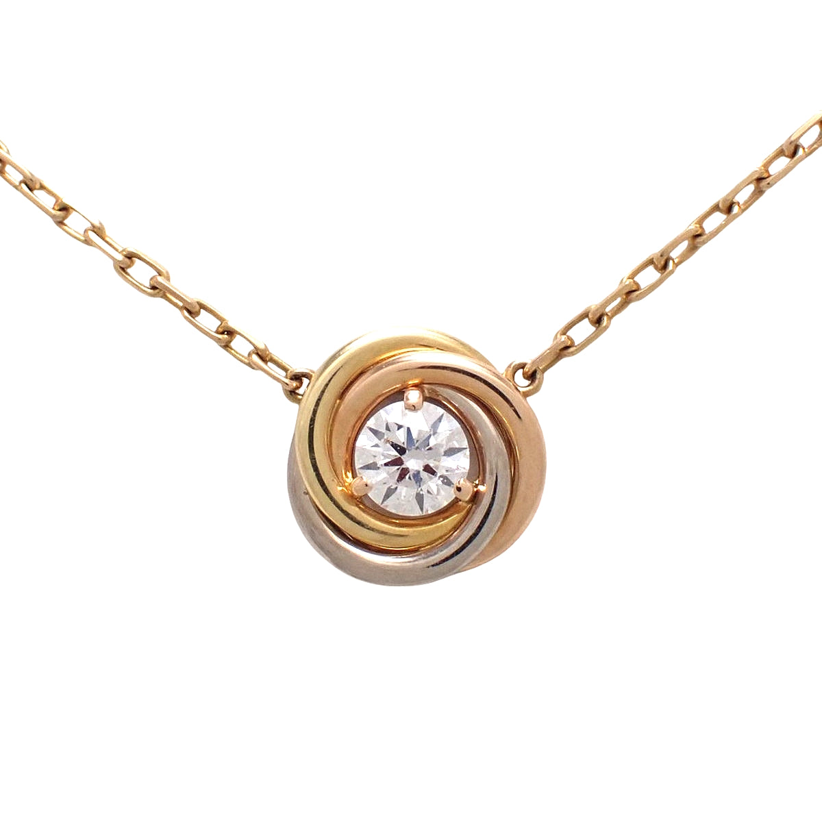 トリニティ ネックレス ダイヤモンド K18YG PG WG 2.8g