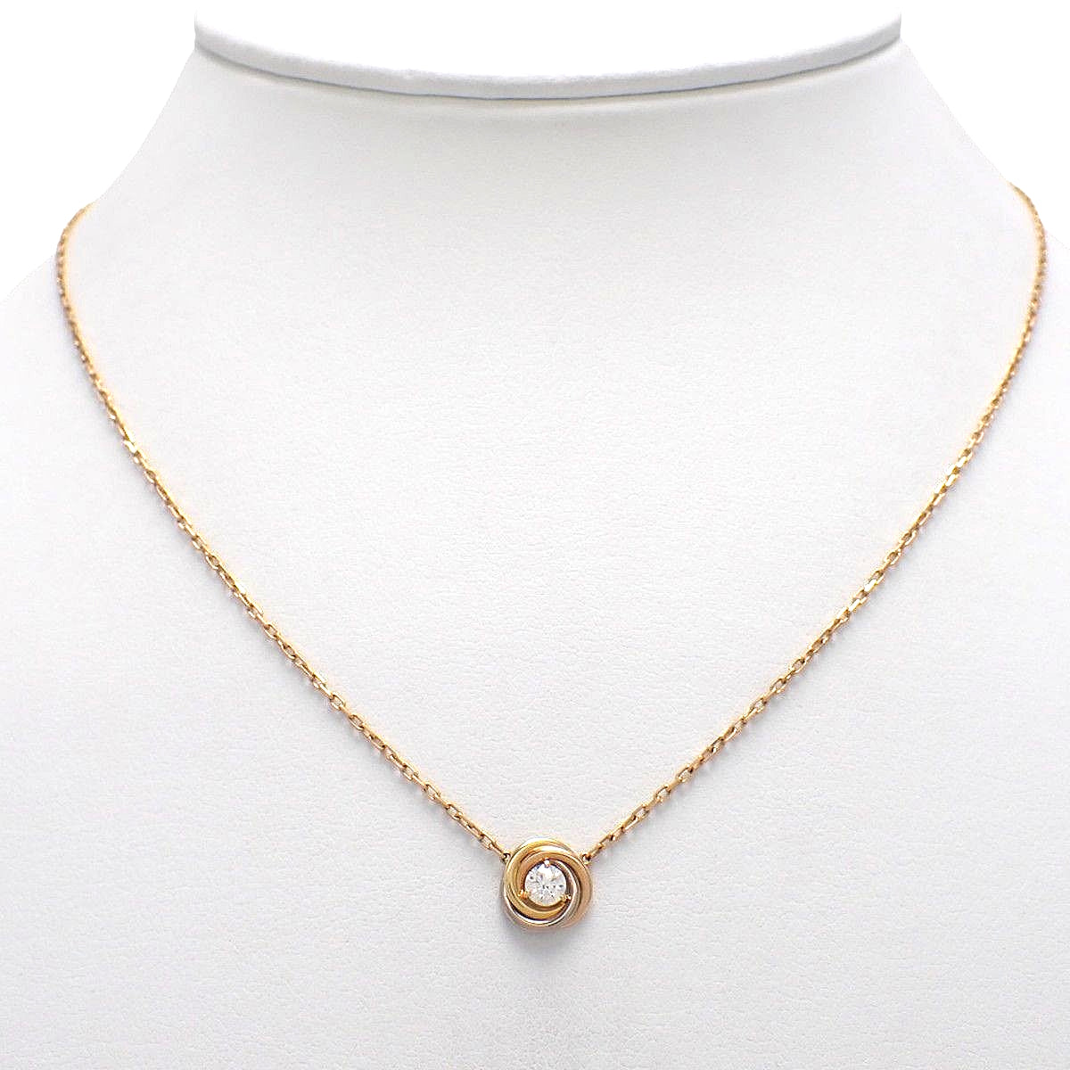 トリニティ ネックレス ダイヤモンド K18YG PG WG 2.8g