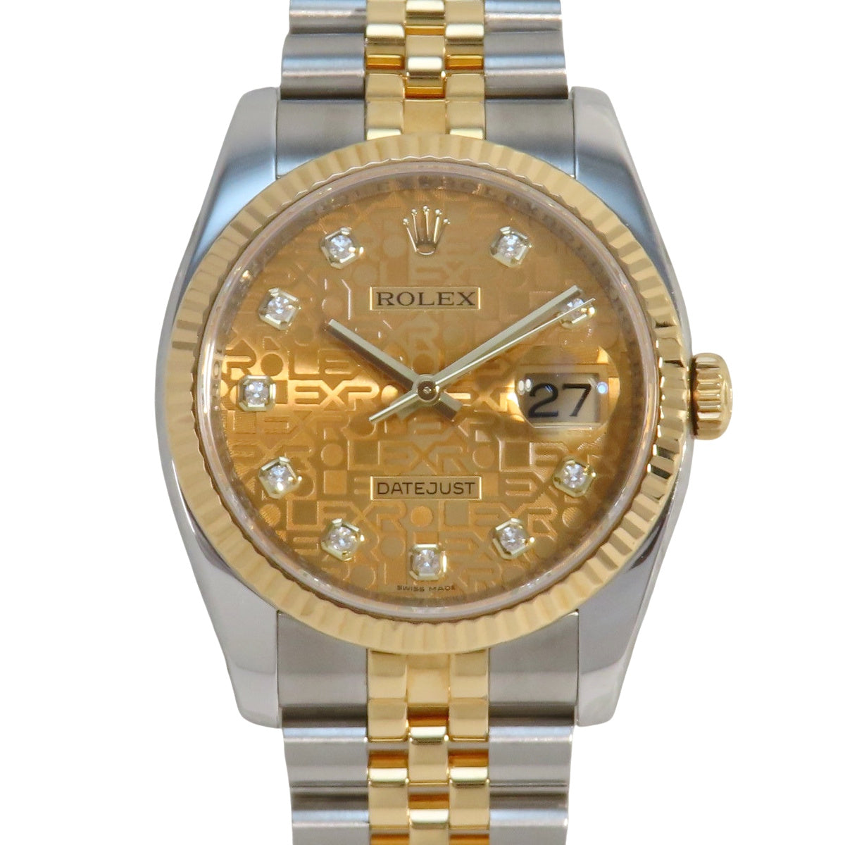 デイトジャスト 116233G YG/SS ランダム番 彫りコンピューター文字盤 10Pダイヤ 自動巻き メンズ