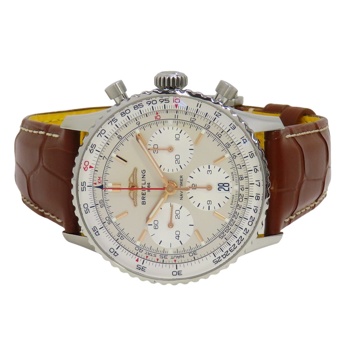 ナビタイマー B01 クロノグラフ 41 AB0139 SS/革 ベージュ 自動巻き メンズ