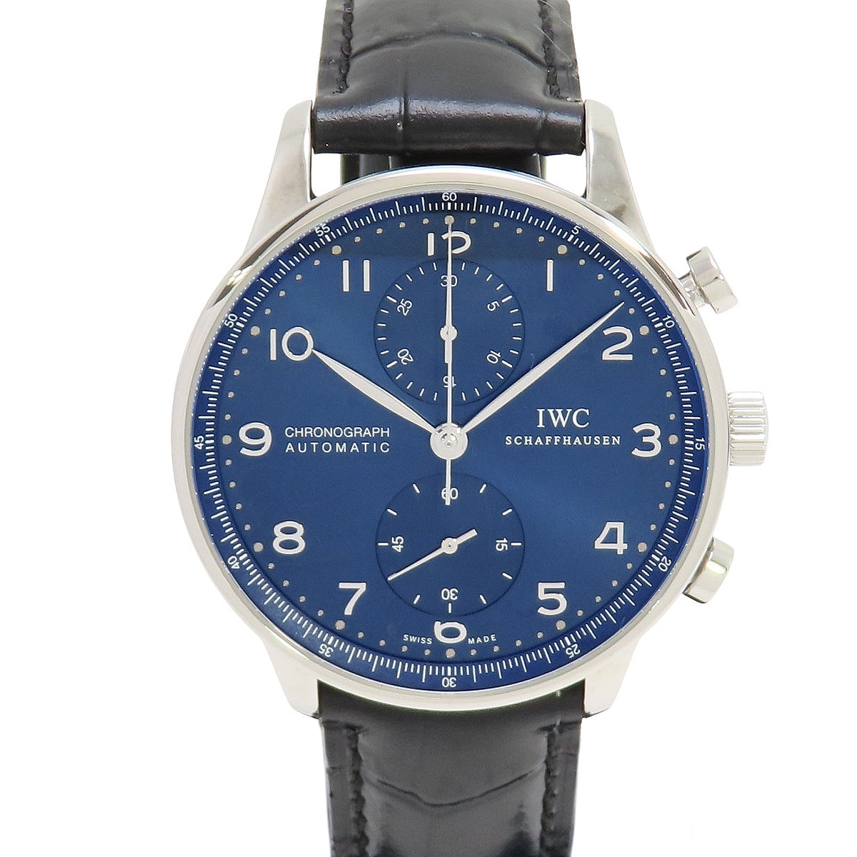 ポルトギーゼ クロノグラフ IW371491 SS/革 ブルー 自動巻き メンズ