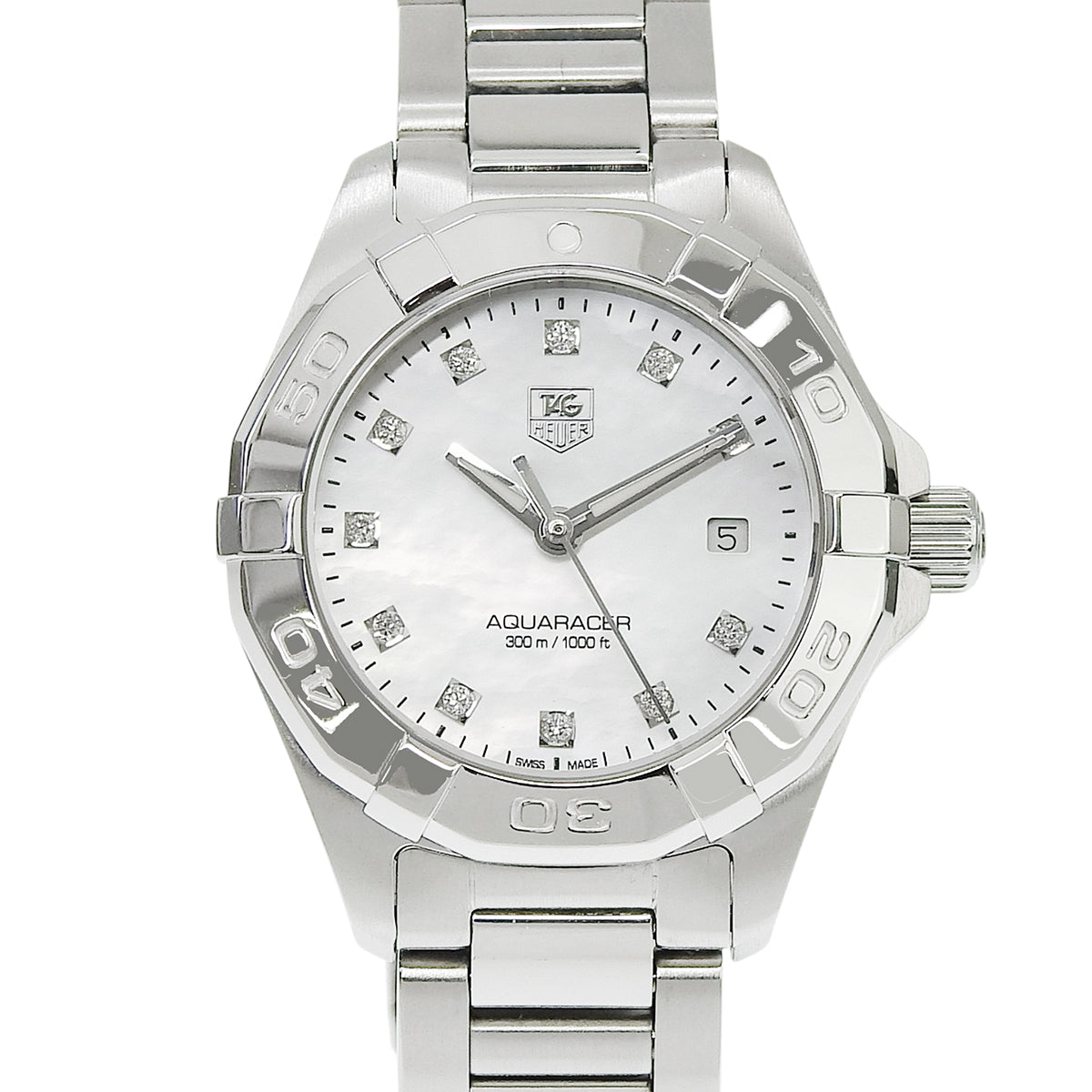 Aquaracer WAY1413.BA0920 SS Shell Dial Diamond Index Quartz Ladies