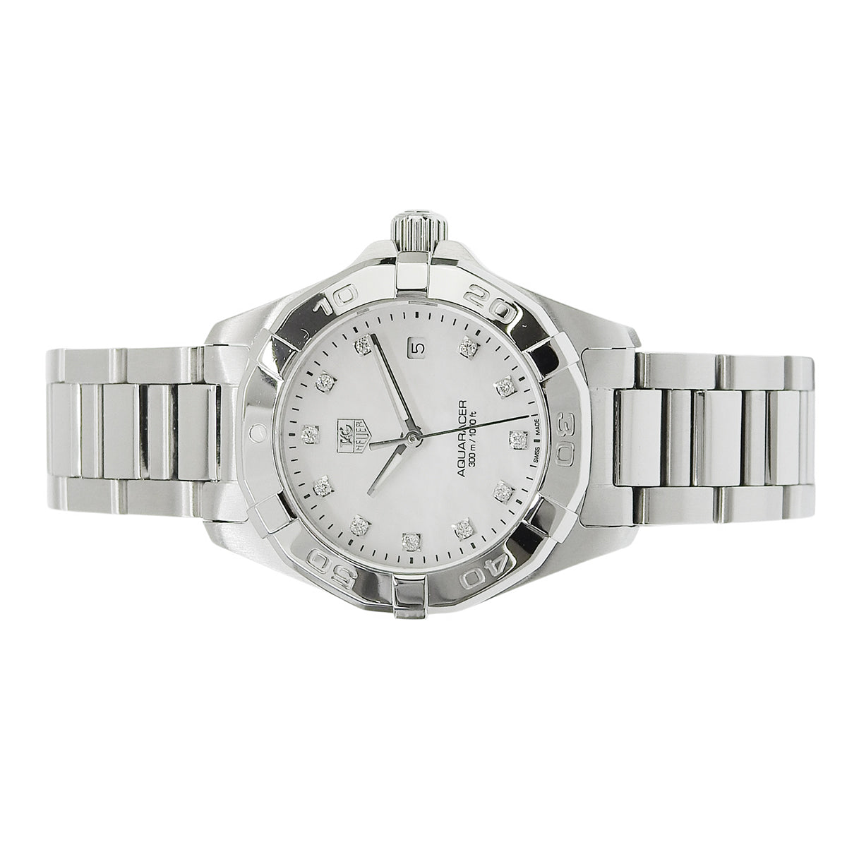 Aquaracer WAY1413.BA0920 SS Shell Dial Diamond Index Quartz Ladies