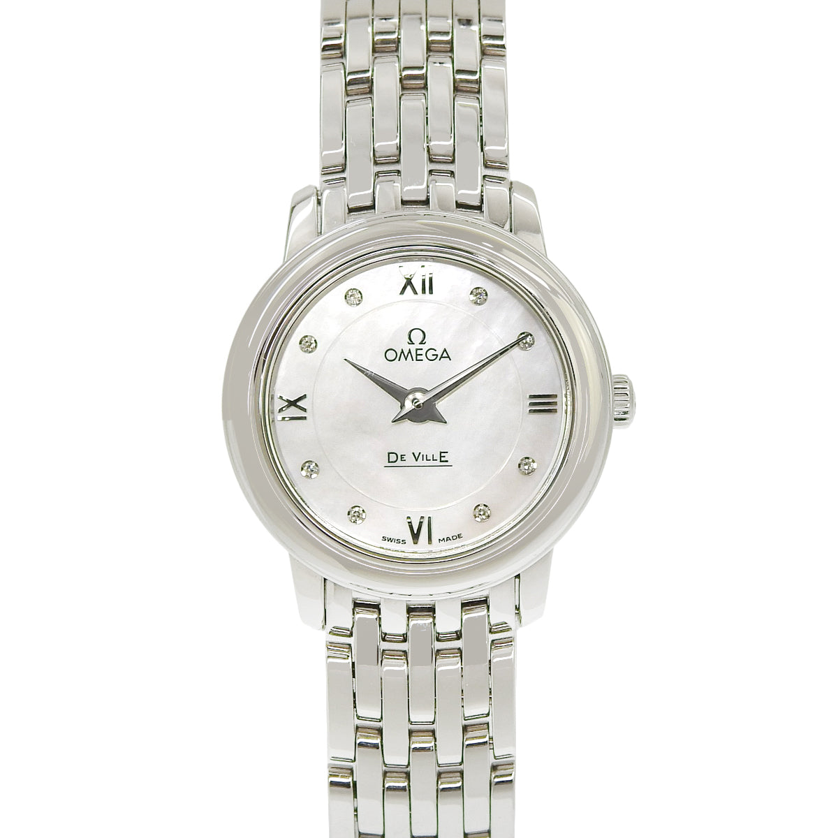 デ・ヴィル プレステージ 424.10.24.60.55.001 SS シェル文字盤 ダイヤインデックス クオーツ レディース